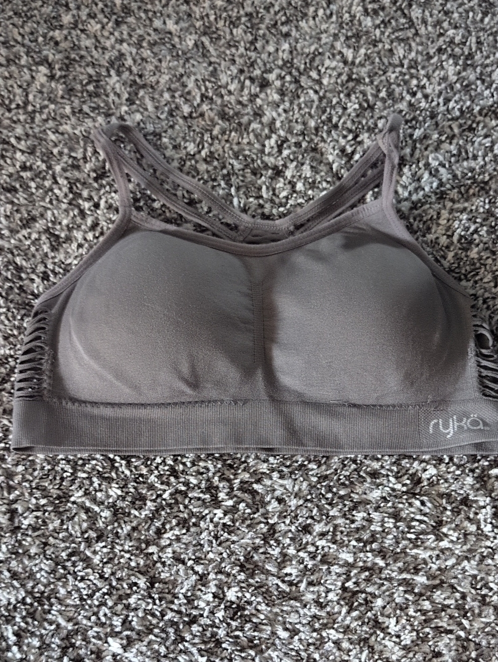 Ryka Women's Charcoal Gray Seamless Strappy Sports Bra